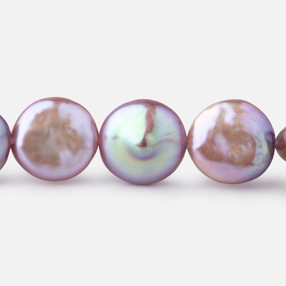 13-14mm Mauve Coin Freshwater Pearls 15.5 inch 28 pieces - Beadsofcambay.com