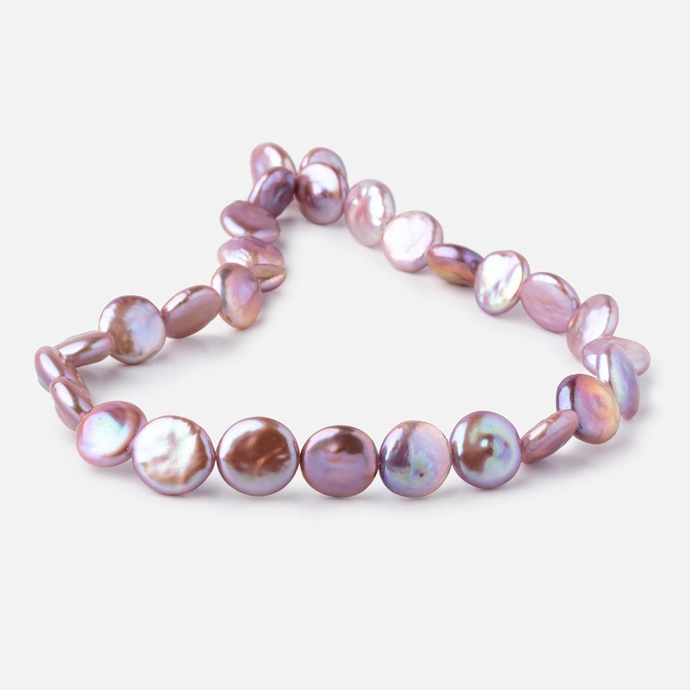 13-14mm Mauve Coin Freshwater Pearls 15.5 inch 28 pieces - Beadsofcambay.com