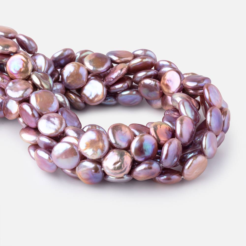 13-14mm Mauve Coin Freshwater Pearls 15.5 inch 28 pieces - Beadsofcambay.com