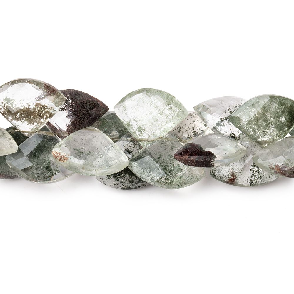 13-14mm Moss Quartz Faceted Fan Beads 5.5 inch 37 pieces - Beadsofcambay.com