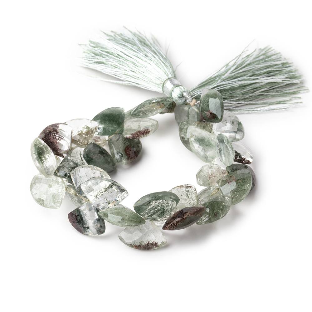 13-14mm Moss Quartz Faceted Fan Beads 5.5 inch 37 pieces - Beadsofcambay.com