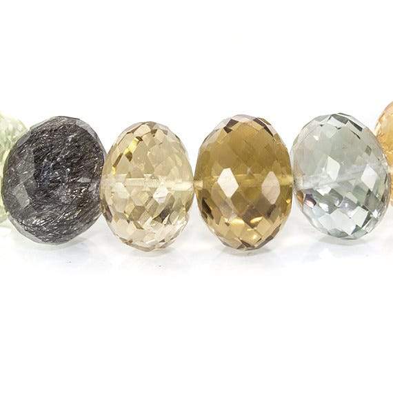 13-14mm Multi Gemstone Faceted Rondelle Beads 16 inches 42 pcs AAA Grade - Beadsofcambay.com