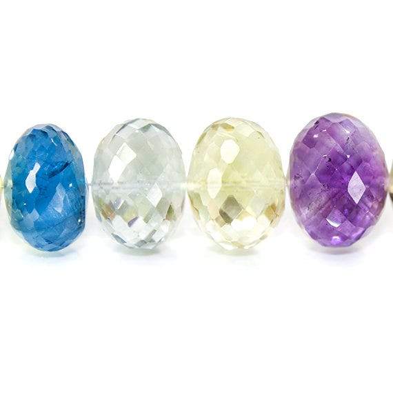 13-14mm Multi Gemstone Faceted Rondelle Beads 16 inches 42 pcs AAA Grade - Beadsofcambay.com