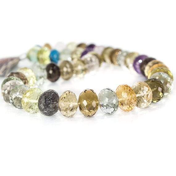 13-14mm Multi Gemstone Faceted Rondelle Beads 16 inches 42 pcs AAA Grade - Beadsofcambay.com