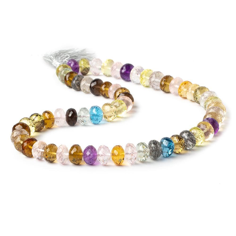 13-14mm Multi Gemstone Faceted Rondelle Beads 16 inches 42 pcs AAA Grade - Beadsofcambay.com
