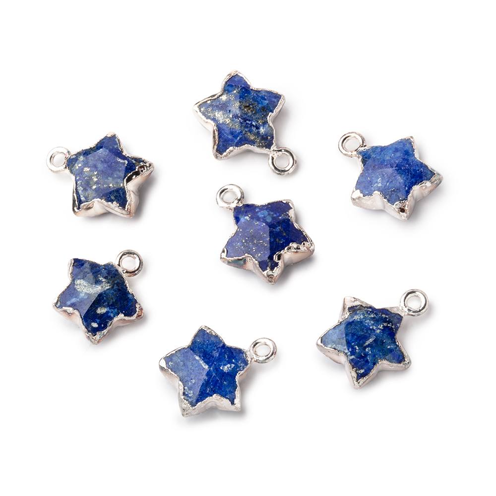 13-14mm Silver Leafed Lapis Lazuli Faceted Star Focal Pendant 1 piece - Beadsofcambay.com