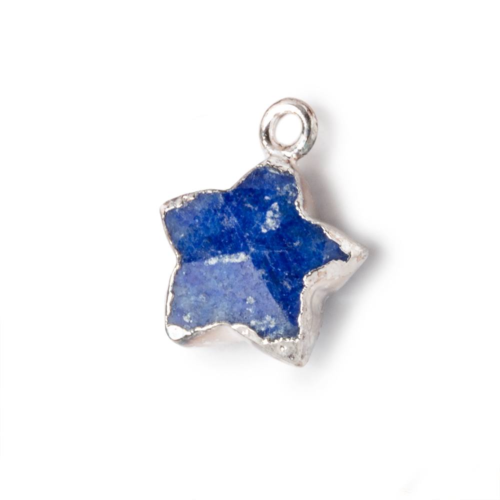13-14mm Silver Leafed Lapis Lazuli Faceted Star Focal Pendant 1 piece - Beadsofcambay.com