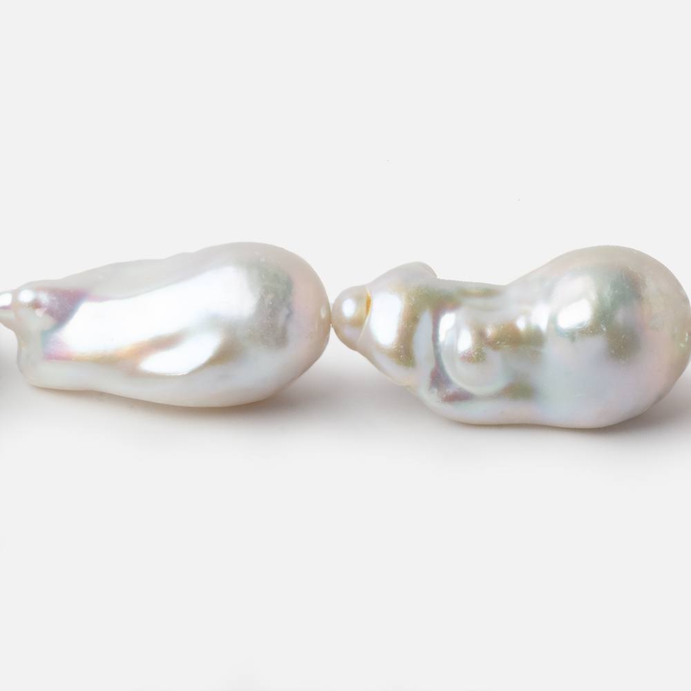 13--14mm White Ultra Baroque Freshwater Pearls 17 inch 17 pieces AA 0.8mm drill hole - Beadsofcambay.com