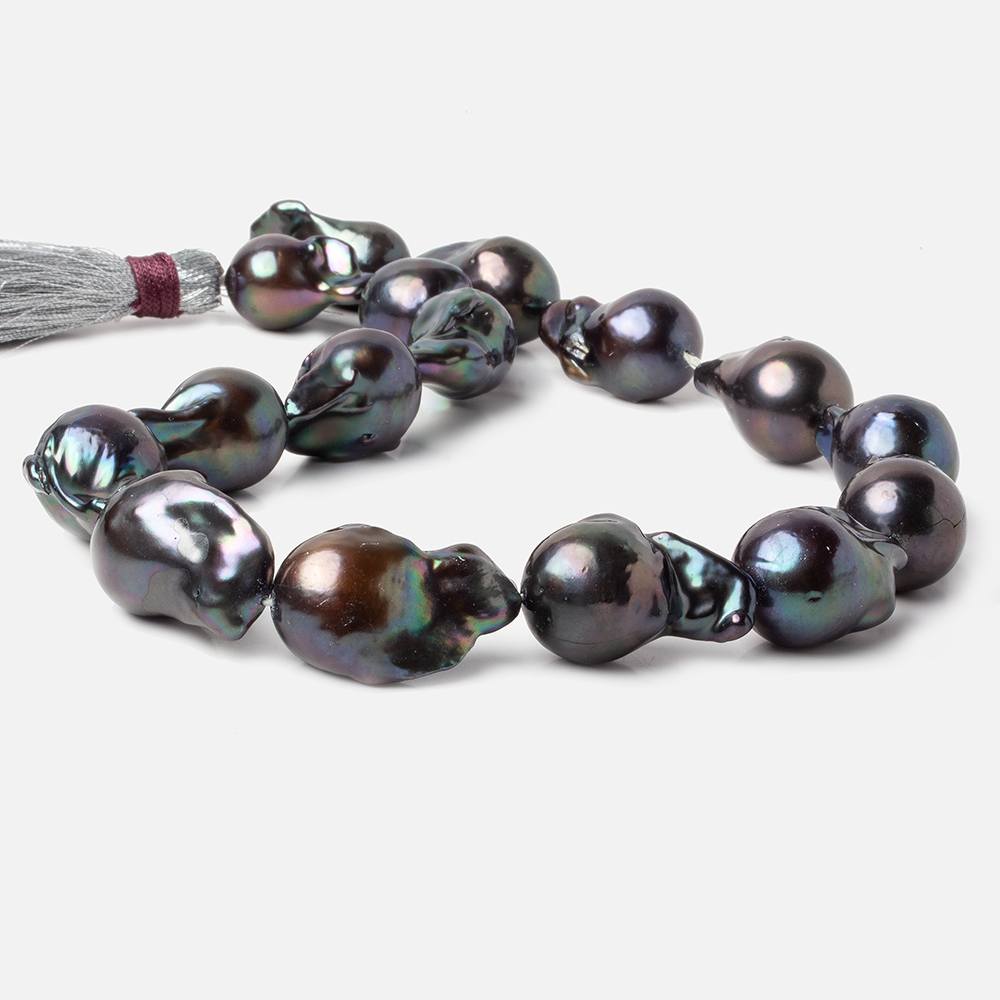 13-15.5mm Peacock Ultra Baroque Freshwater Pearls 16.5 inch 16 pcs .8mm drill hole AAA - Beadsofcambay.com