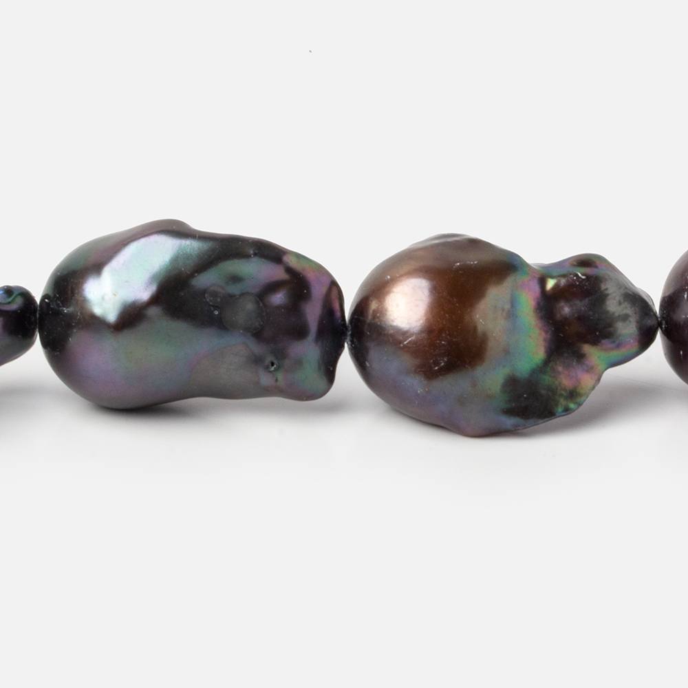 13-15.5mm Peacock Ultra Baroque Freshwater Pearls 16.5 inch 16 pcs .8mm drill hole AAA - Beadsofcambay.com