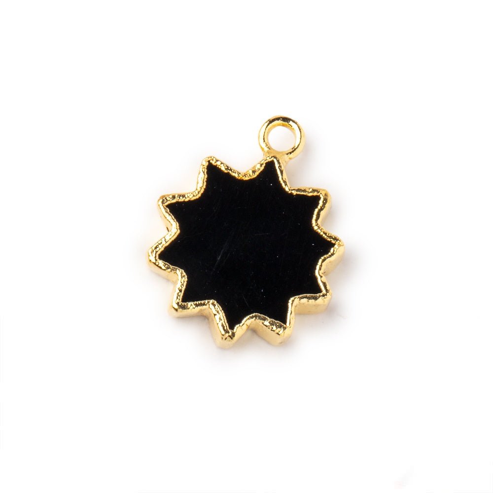 13-15mm Gold Leafed Black Onyx Star Burst Focal Pendant 1 piece - Beadsofcambay.com