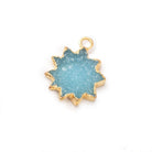 13-15mm Gold Leafed Blue Drusy Star Burst Pendant 1 focal piece - Beadsofcambay.com