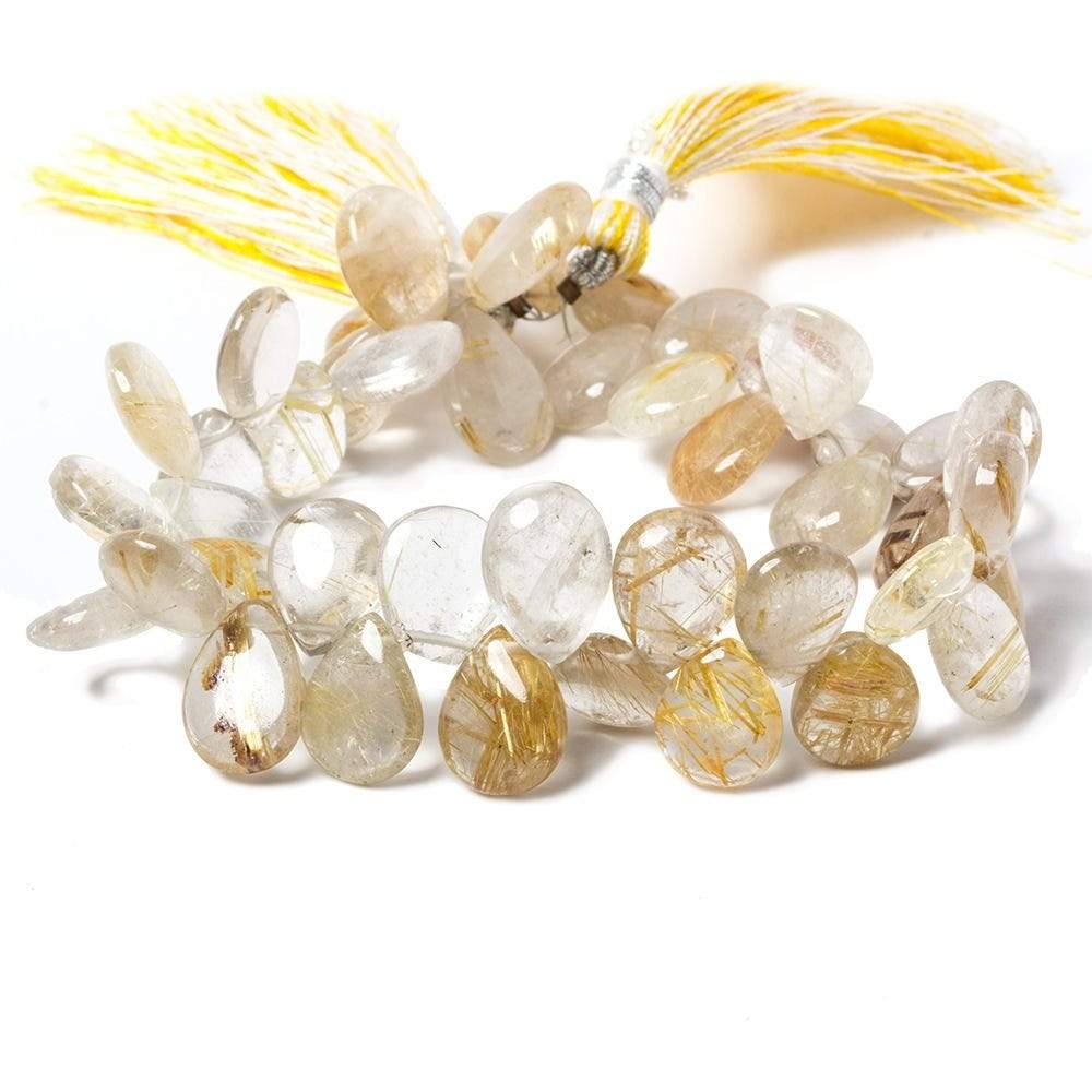 13-15mm Golden Rutilated Quartz Plain Pear Beads, A Grade 8 inch 42 pieces - Beadsofcambay.com
