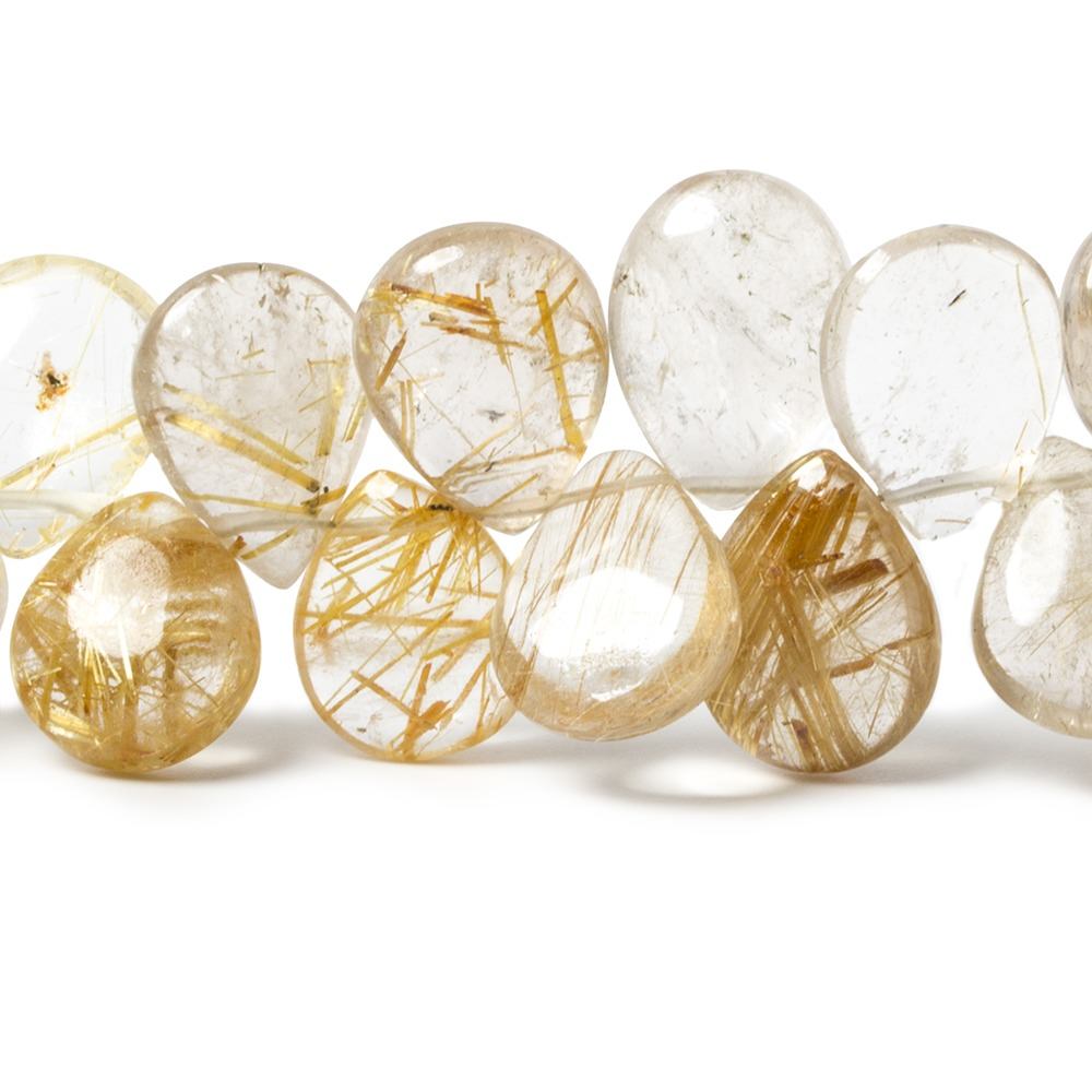13-15mm Golden Rutilated Quartz Plain Pear Beads, A Grade 8 inch 42 pieces - Beadsofcambay.com