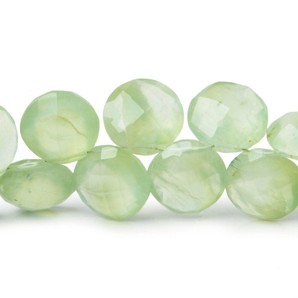 13-15mm Prehnite Top Drilled Faceted Coin Beads 8 inch 30 pieces - Beadsofcambay.com