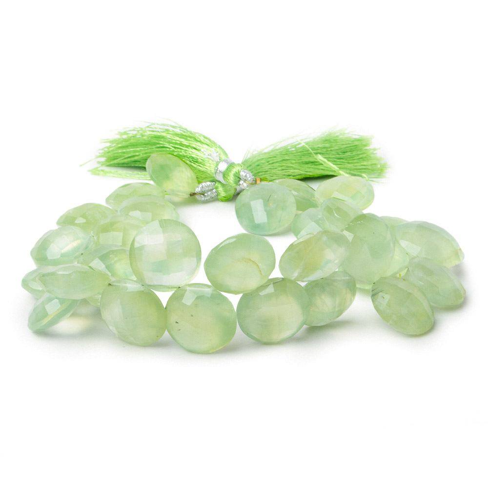 13-15mm Prehnite Top Drilled Faceted Coin Beads 8 inch 30 pieces - Beadsofcambay.com