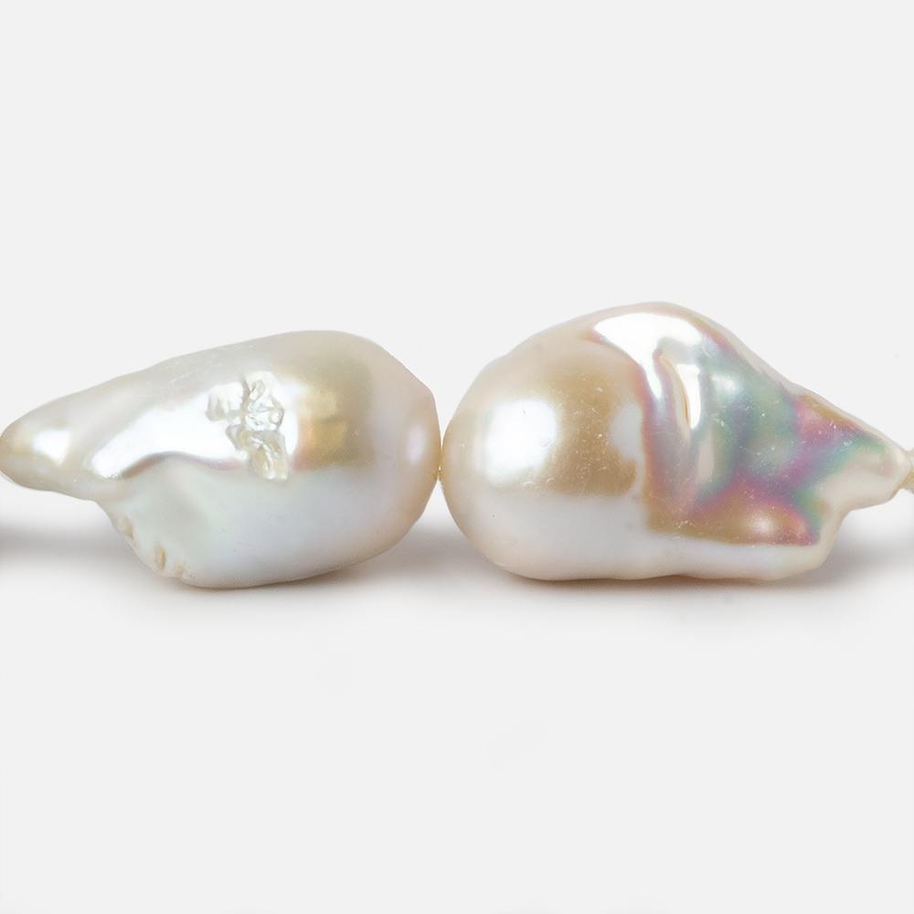13-15mm White Ultra Baroque Freshwater Pearls 16.5 inch 17 pieces AA 0.8mm drill hole - Beadsofcambay.com