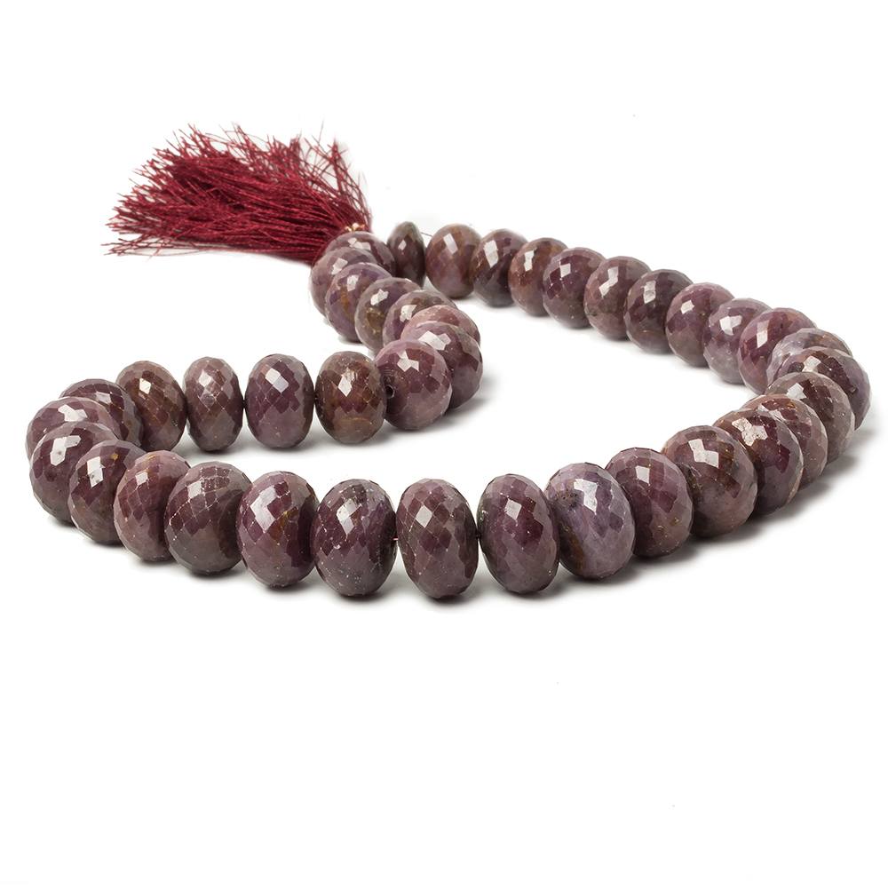 13-16.5mm Ruby faceted rondelle beads 16 inch 40 pieces - Beadsofcambay.com