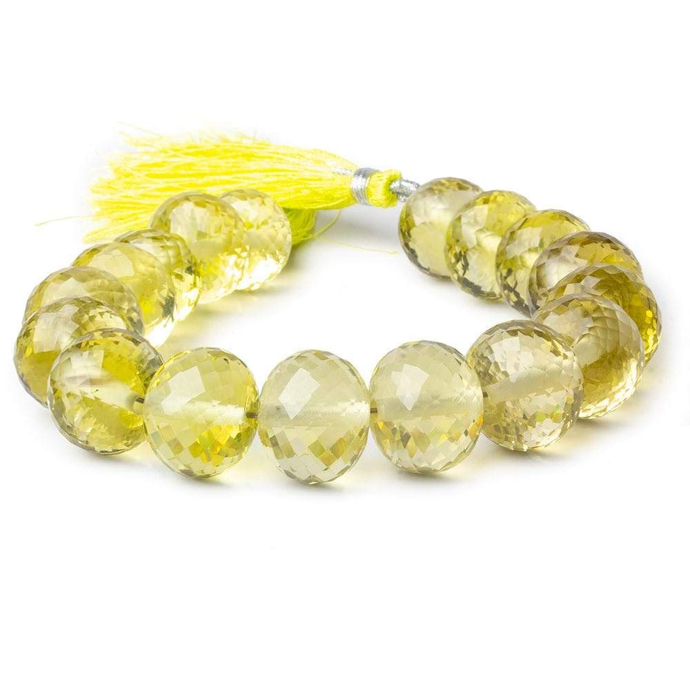 13-16mm Lemon Quartz 2.5mm large hole faceted rondelles 8 inch 17 beads AAA - Beadsofcambay.com