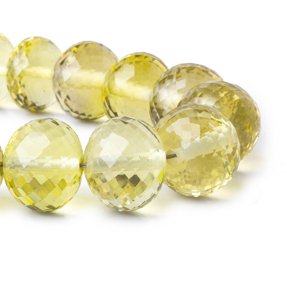 13-16mm Lemon Quartz 2.5mm large hole faceted rondelles 8 inch 17 beads AAA - Beadsofcambay.com