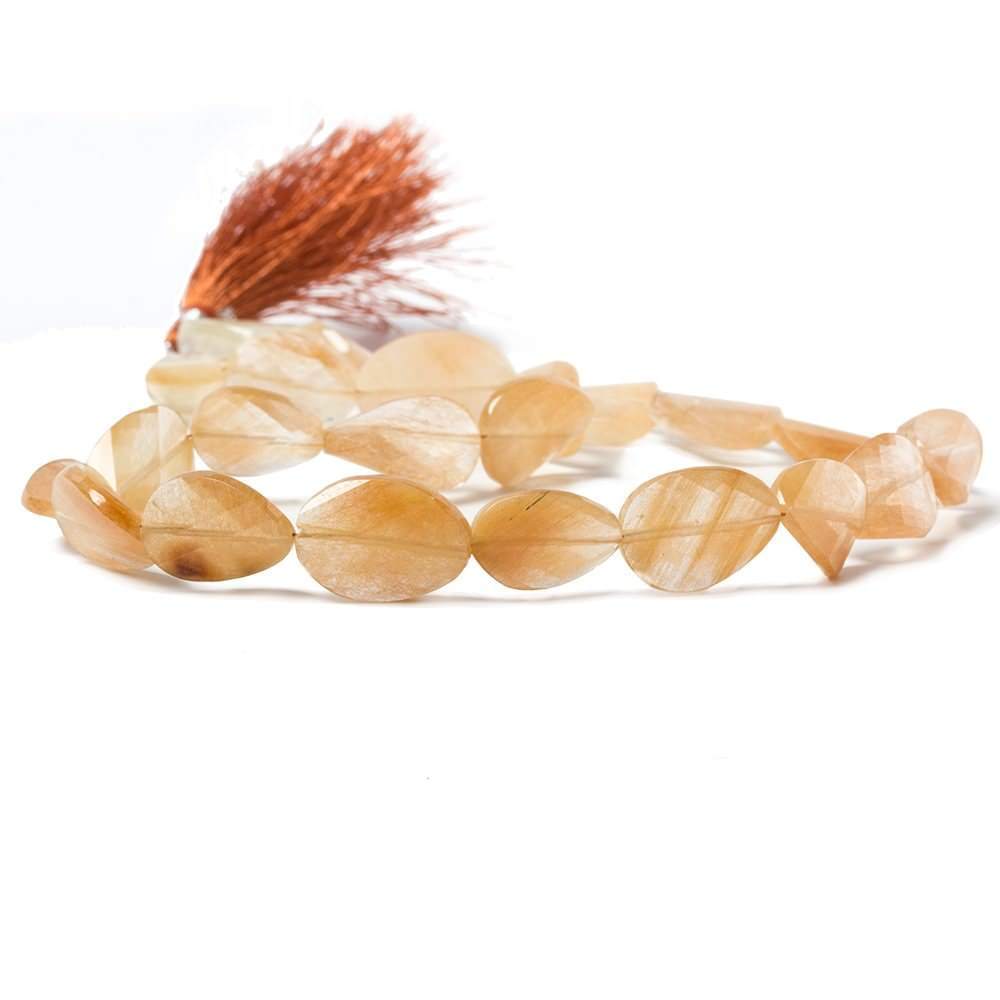 13-17mm Butterscotch Rutilated Quartz Faceted Oval Twist 14 inch 25 pieces - Beadsofcambay.com