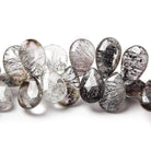 13-18mm Mossy and Tourmalinated Amethyst Pear Briolette 8 inch 44 pieces - Beadsofcambay.com