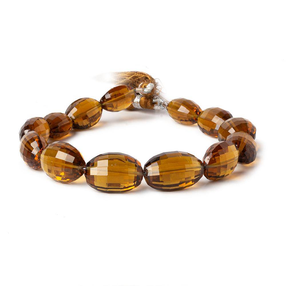 13-18mm Whiskey Quartz Checkerboard Faceted Oval Beads 8 inch 13 pieces - Beadsofcambay.com