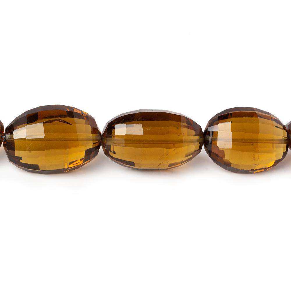13-18mm Whiskey Quartz Checkerboard Faceted Oval Beads 8 inch 13 pieces - Beadsofcambay.com