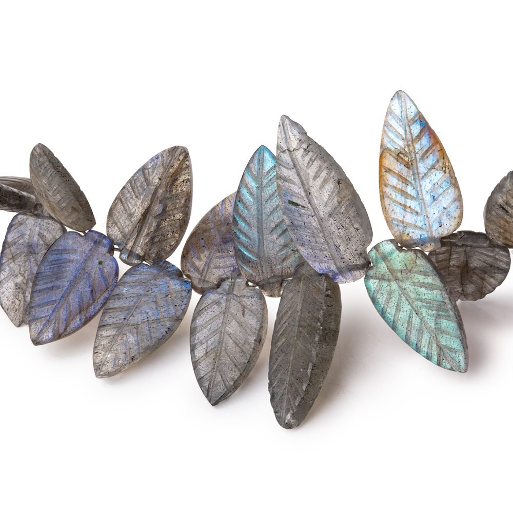 13-19mm Labradorite Carved Leaf Beads 7 inch 39 pieces AA - Beadsofcambay.com