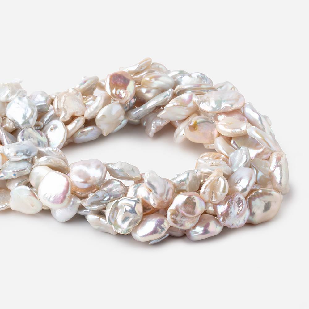 13-19mm Tri Color Straight Drilled Keshi Freshwater Pearls 16 inch 23 pieces - Beadsofcambay.com