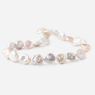 13-19mm Tri Color Straight Drilled Keshi Freshwater Pearls 16 inch 23 pieces - Beadsofcambay.com