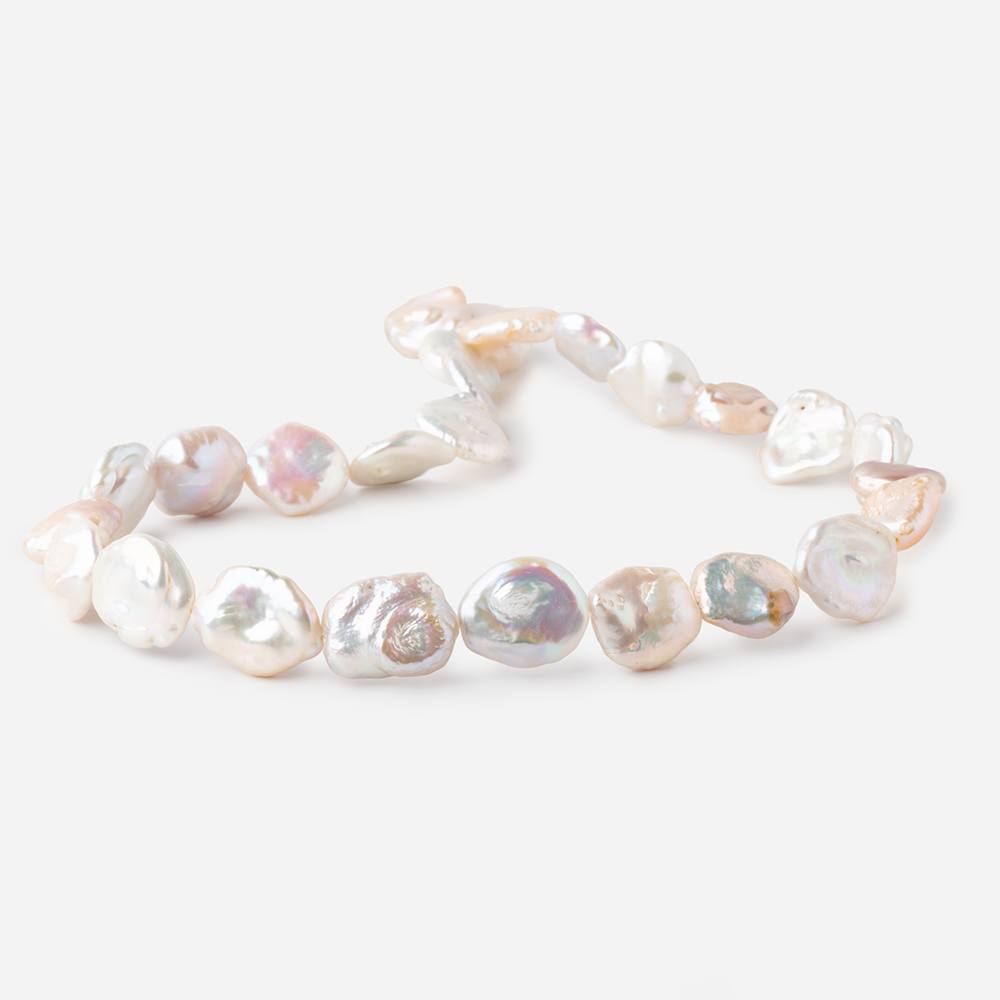 13-19mm Tri Color Straight Drilled Keshi Freshwater Pearls 16 inch 23 pieces - Beadsofcambay.com