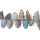 13-21mm Labradorite Carved Leaf Beads 6.5 inch 34 pieces AA - Beadsofcambay.com