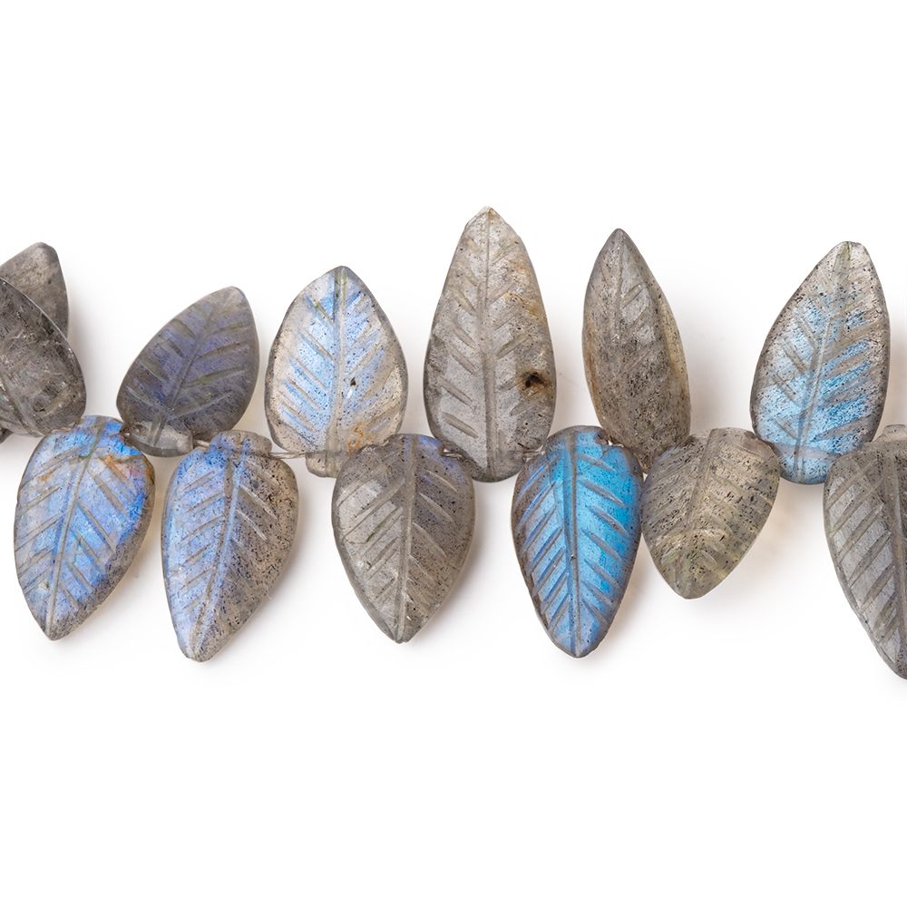13-21mm Labradorite Carved Leaf Beads 6.5 inch 34 pieces AA - Beadsofcambay.com