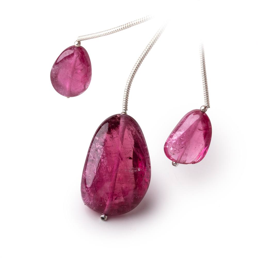 13-23mm Rubelite Tourmaline Plain Nugget Focal Beads Set of 3 AA - Beadsofcambay.com