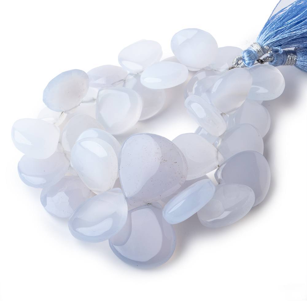 13-23mm Turkish Blue Chalcedony Heart Beads 8 inch 34 pieces - Beadsofcambay.com