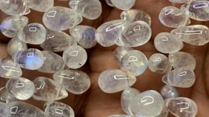 Beadsofcambay Rainbow Moonstone Plain Tear Drop Beads 9 inch 62 pieces