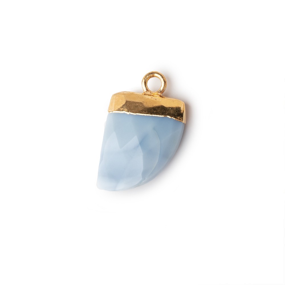 14x10mm Gold Leafed Owyhee Blue Opal Horn Pendants 1 piece 