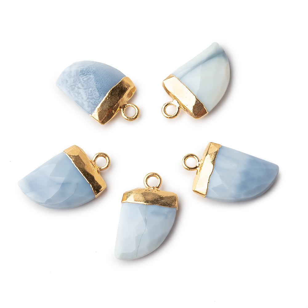 14x10mm Gold Leafed Owyhee Blue Opal Horn Pendants 1 piece  view 1