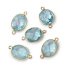 13x11mm Vermeil Bezel Sky Blue Topaz faceted oval Petite Connector 1 piece - BeadsofCambay.com