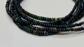 BeadsofCambay 2.5 - 4.5mm Black Ethiopian Opal Plain Rondelle Beads 18 inch 235 pieces