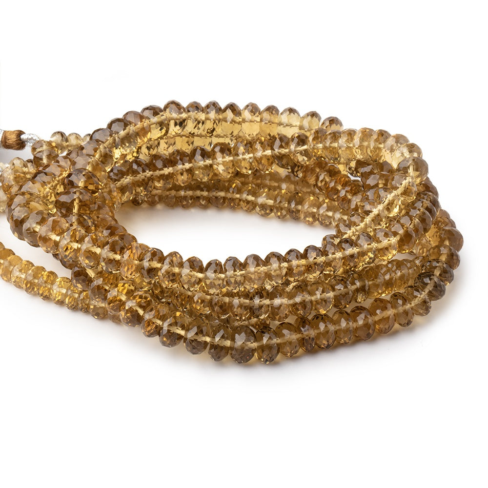 6-8mm Whiskey Quartz Faceted Rondelle beads 16 inch 105 pieces - BeadsofCambay.com