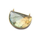 vBeadsofcambay 32x21x7mm Vermeil Labradorite Gold Flash Half Moon Connector 1 piece