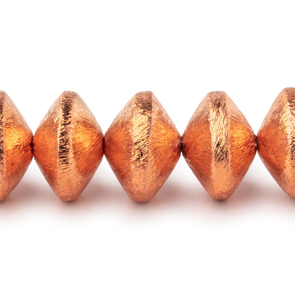 12x8mm Copper Brushed Disc Beads 8 inch 24 pieces - BeadsofCambay.com