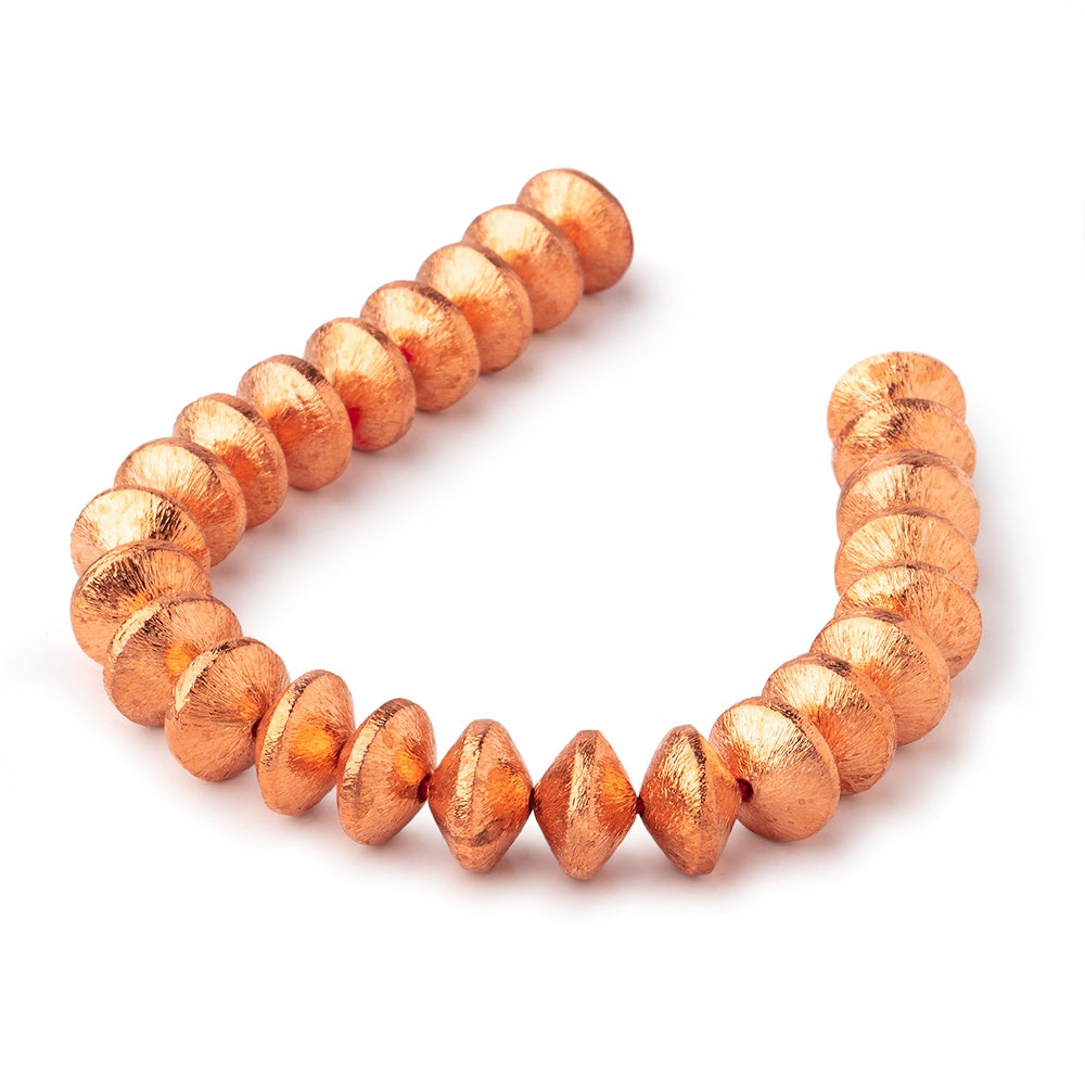 12x8mm Copper Brushed Disc Beads 8 inch 24 pieces - BeadsofCambay.com