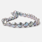 13.5-14mm Silver Rose' Peacock Coin Freshwater Pearls 16 inch 30 pieces AAA - Beadsofcambay.com