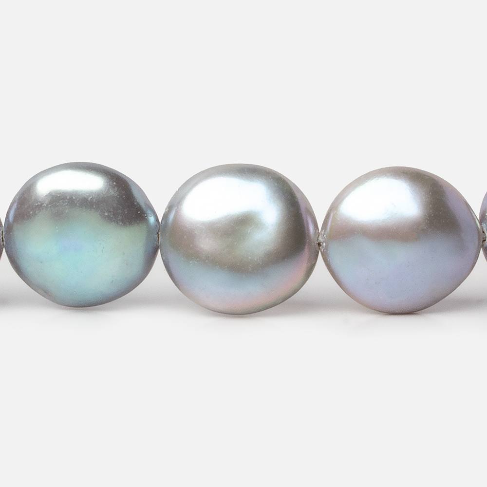 13.5-14mm Silver Rose' Peacock Coin Freshwater Pearls 16 inch 30 pieces AAA - Beadsofcambay.com