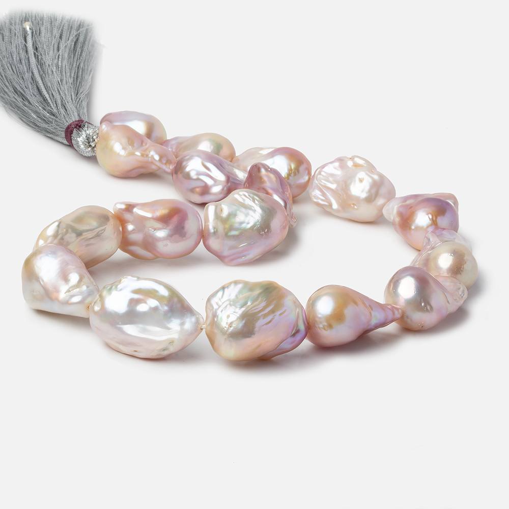 13.5-15.5mm Tonal Blush Pink Ultra Baroque Freshwater Pearls 16.5 inch 16 pieces A 0.8mm drill hole - Beadsofcambay.com
