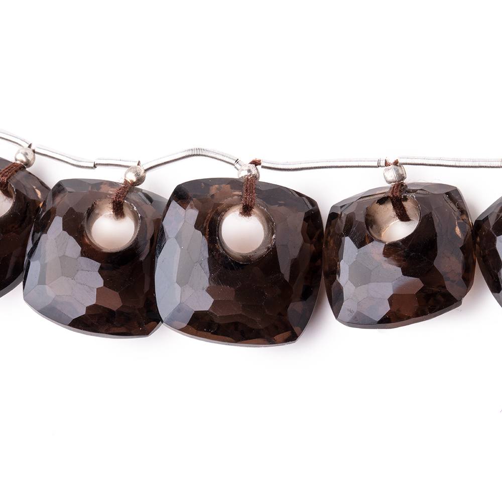 13.5-17.5mm Smoky Quartz Center Void Faceted Pillows 6 inch 11 Beads - Beadsofcambay.com