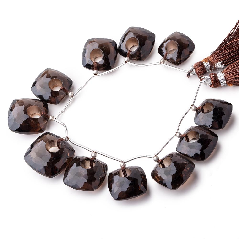 13.5-17.5mm Smoky Quartz Center Void Faceted Pillows 6 inch 11 Beads - Beadsofcambay.com